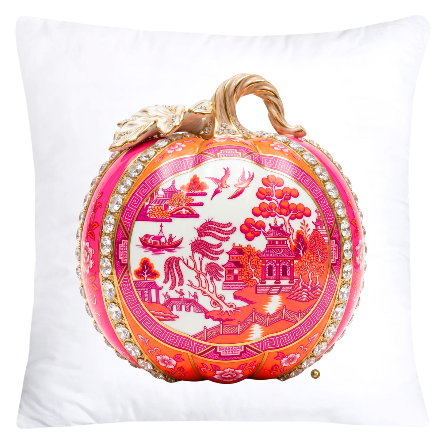 Neon Orange and Hot Pink Willow Pumpkin Throw Pillow Covers-6019