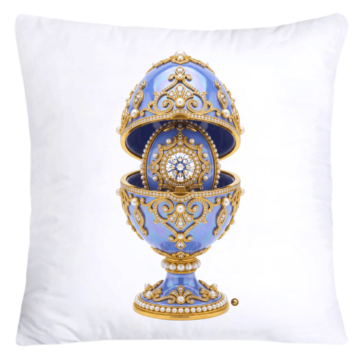 Iridescent Periwinkle Blue/Gold Inspired Faberge Egg Pillow Covers-5364