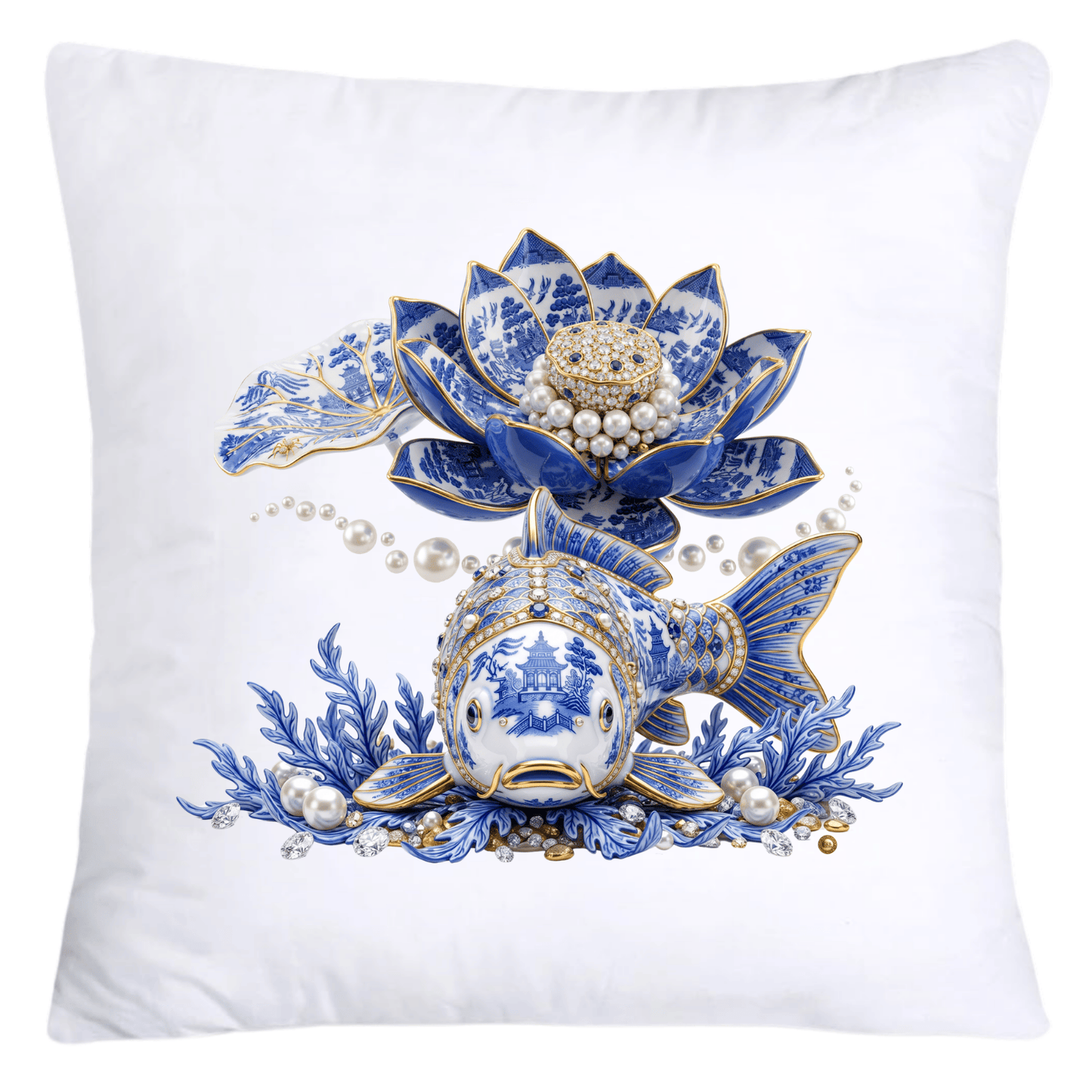 Blue Willow Amazing Koi Fish 18x18 Pillow Covers-5617