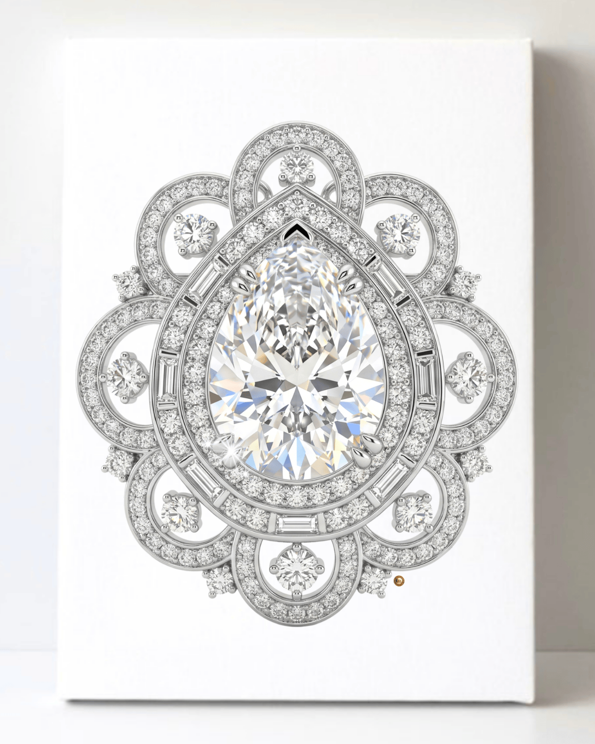 Dazzling Silver Diamond Brooch/Pin Canvas Wall Art 8.5x11.5-5668