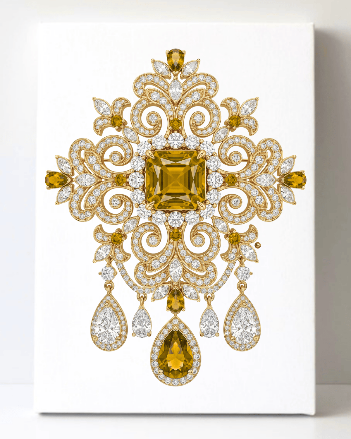 Dazzling Diamond Brooch/Pin Canvas Wall Art 8.5x11.5-5636