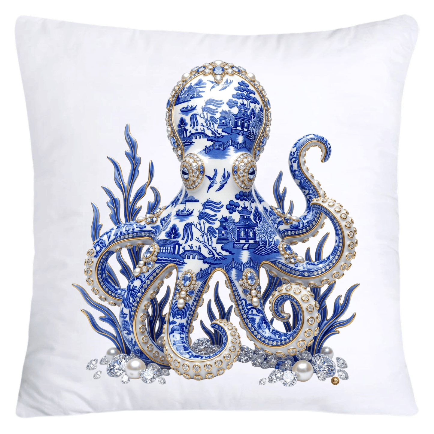 Blue Willow Elegant Octopus 18x18 Pillow Covers-5603