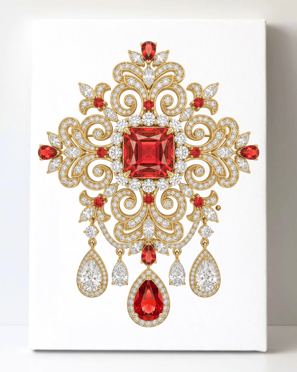 Dazzling Diamond Brooch/Pin Canvas Wall Art 8.5x11.5-5638