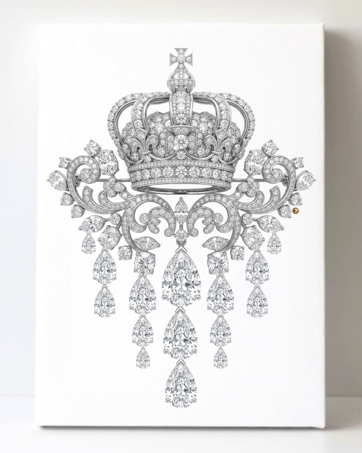 Dazzling Silver Royal Diamond Brooch/Pin Canvas Wall Art 8.5x11.5-5657