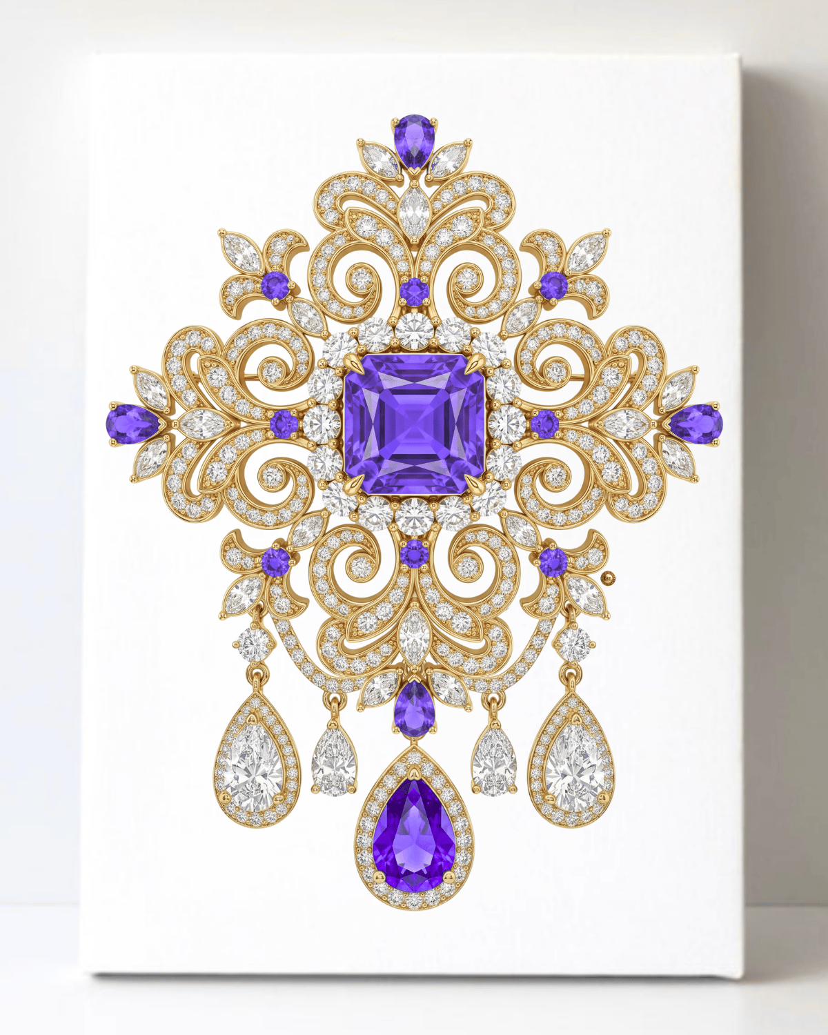 Dazzling Diamond Brooch/Pin Canvas Wall Art 8.5x11.5-5637
