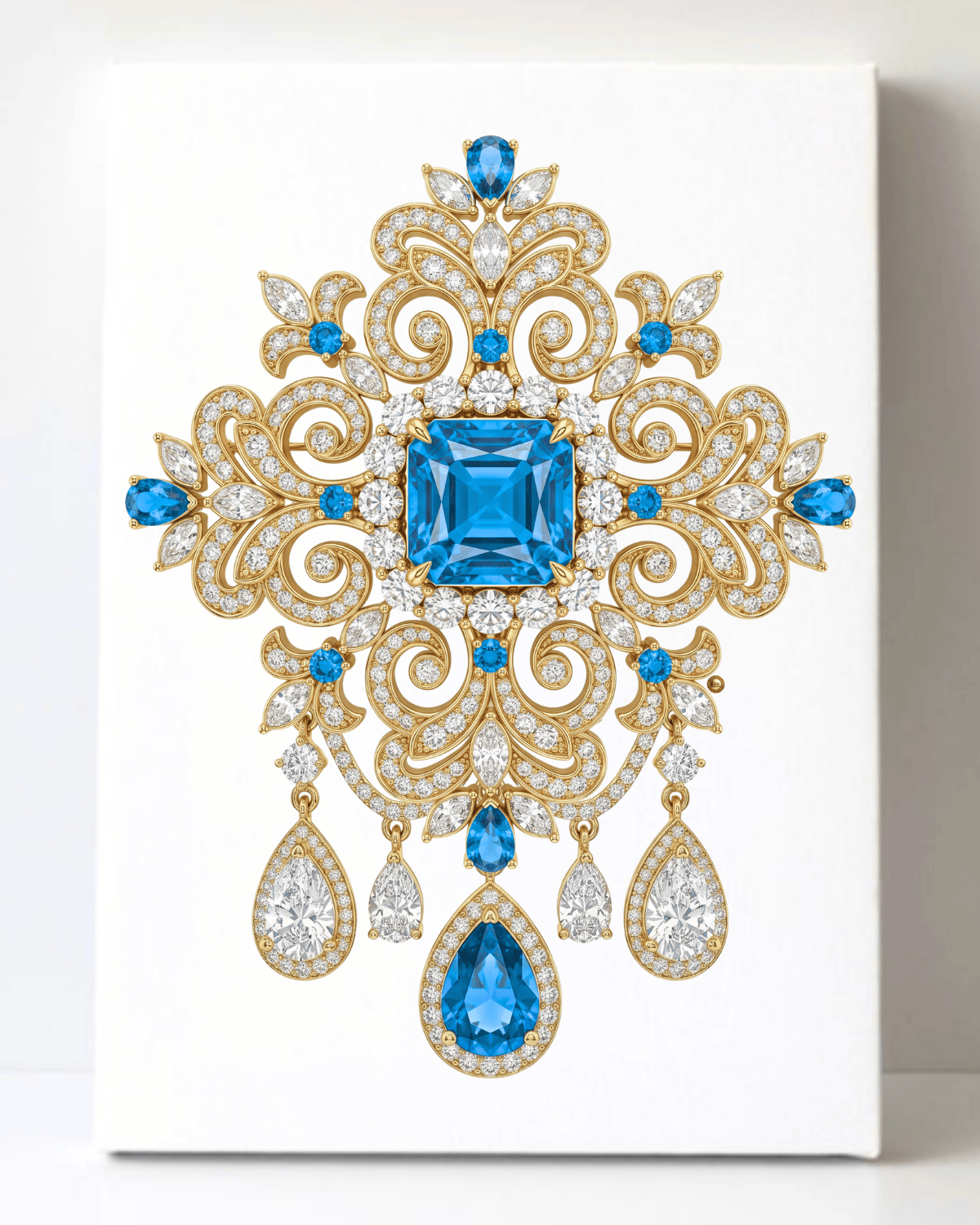 Dazzling Diamond Brooch/Pin Canvas Wall Art 8.5x11.5-5643