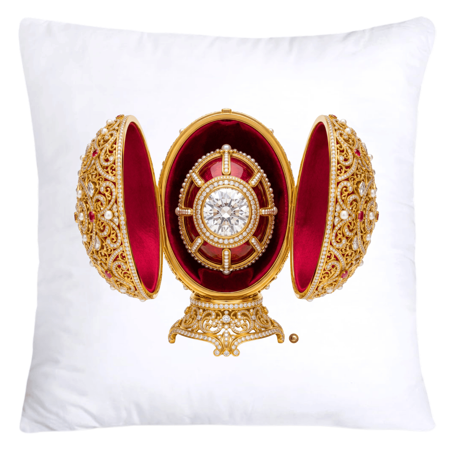 Iridescent Red/Gold Inspired Faberge Egg Pillow Covers-5360