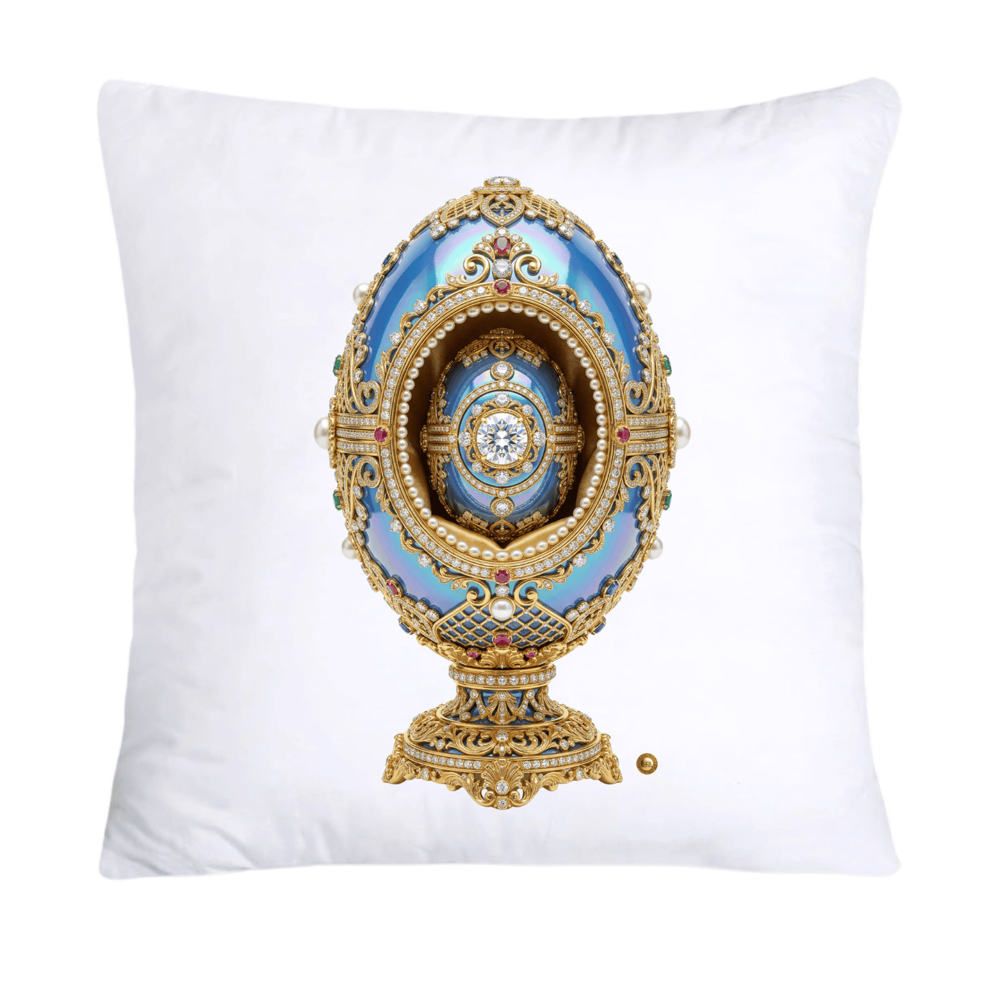 Blue and Gold Inspired Faberge Egg Pillow Covers-4491