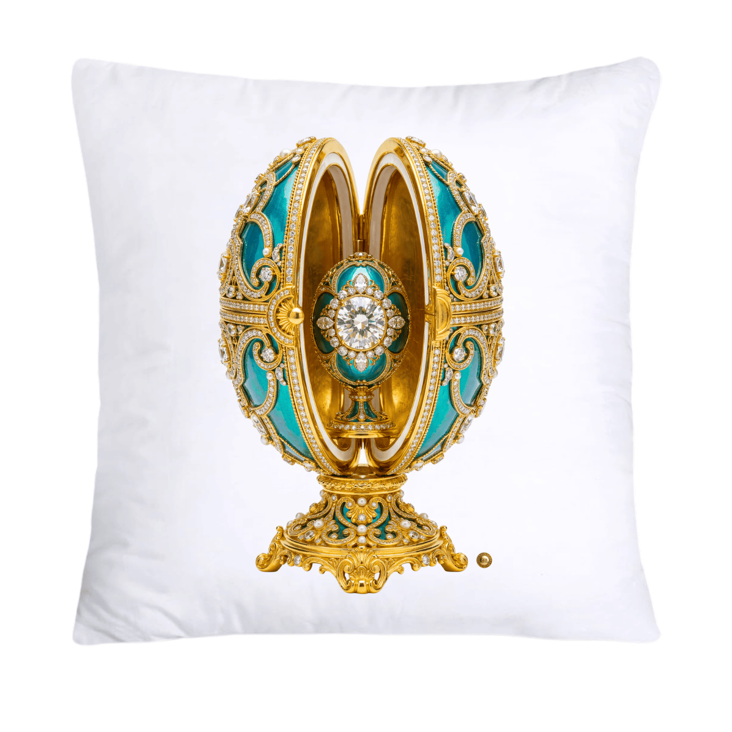Teal and Gold Inspired Faberge Egg Pillow Covers-4492