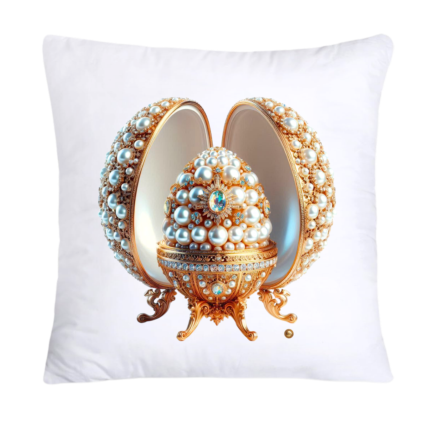 Stunning Gold and Pearls Inspired Faberge Egg Pillow Covers-4816