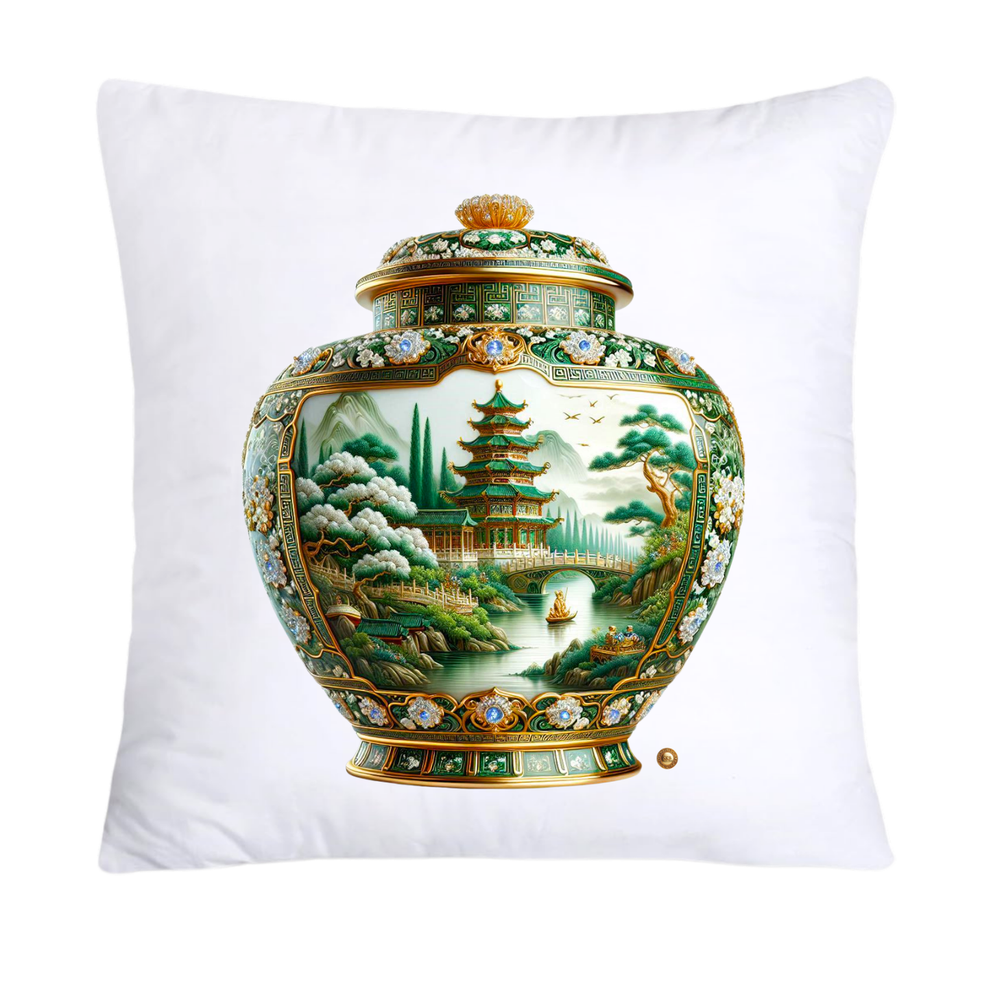 Green and Gold Willow Ginger Jar 18x18 Pillow Covers-5301
