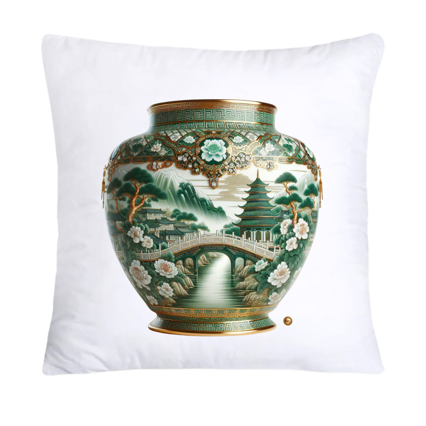 Green and Gold Willow Vase 18x18 Pillow Covers-5302
