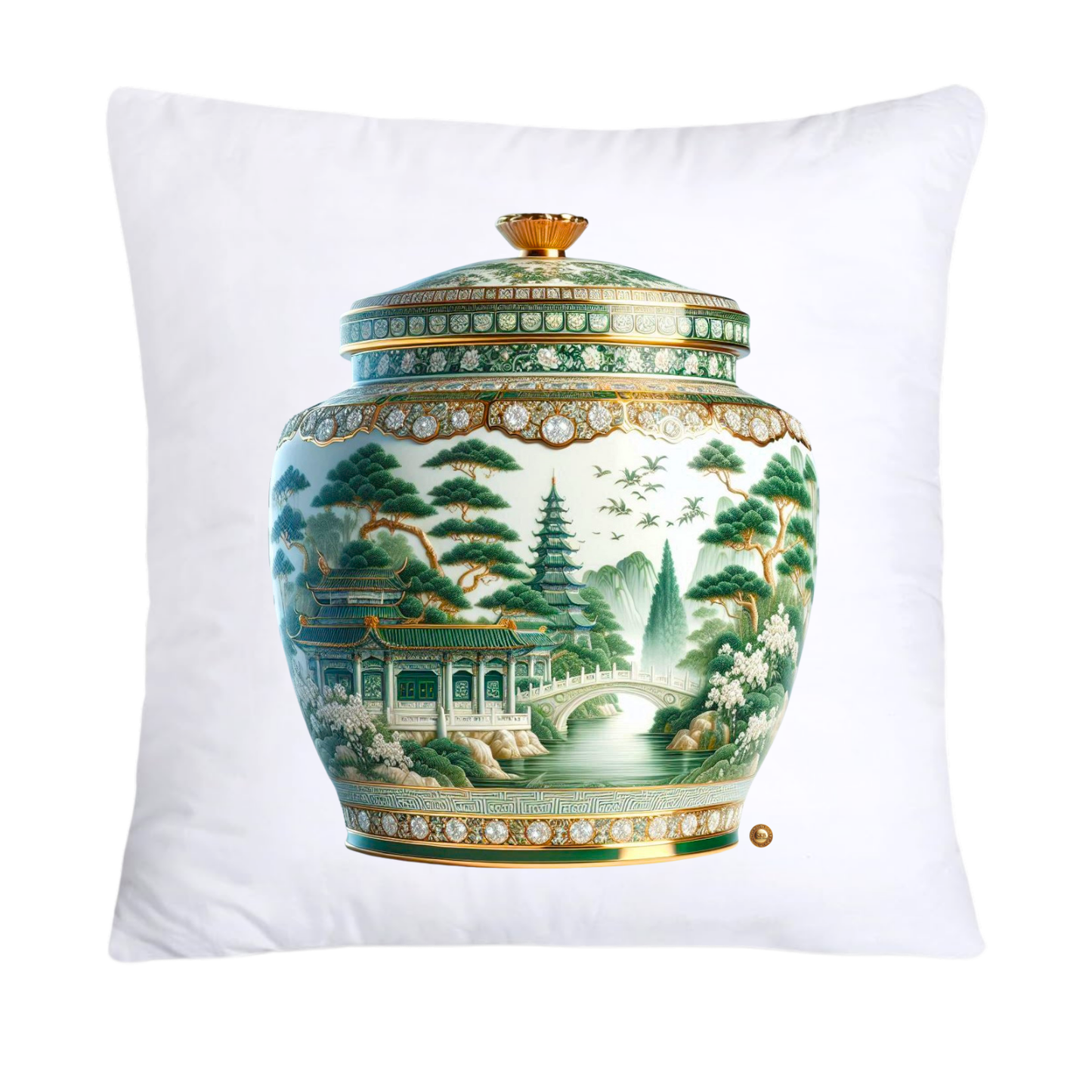 Green and Gold Willow Ginger Jar 18x18 Pillow Covers-5300