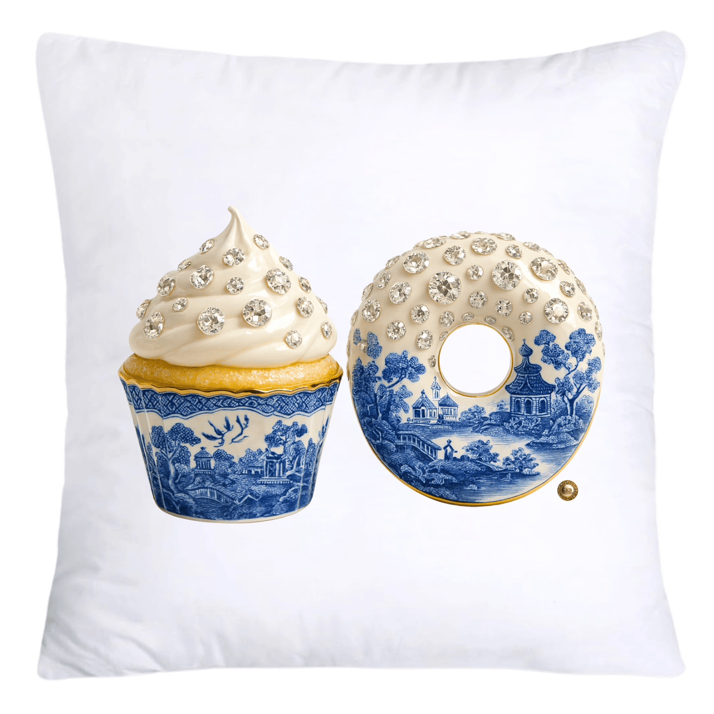Blue Willow 18x18 Chinoiserie Cupcake Throw Pillow Covers-4992