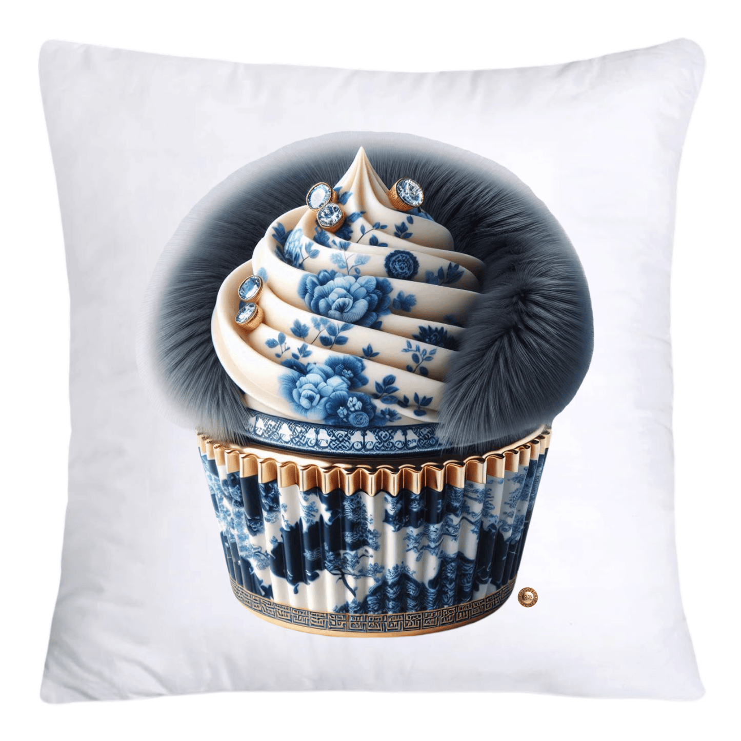 Blue Willow Chinoiserie Cupcake Throw Pillow Covers 18X18-4690