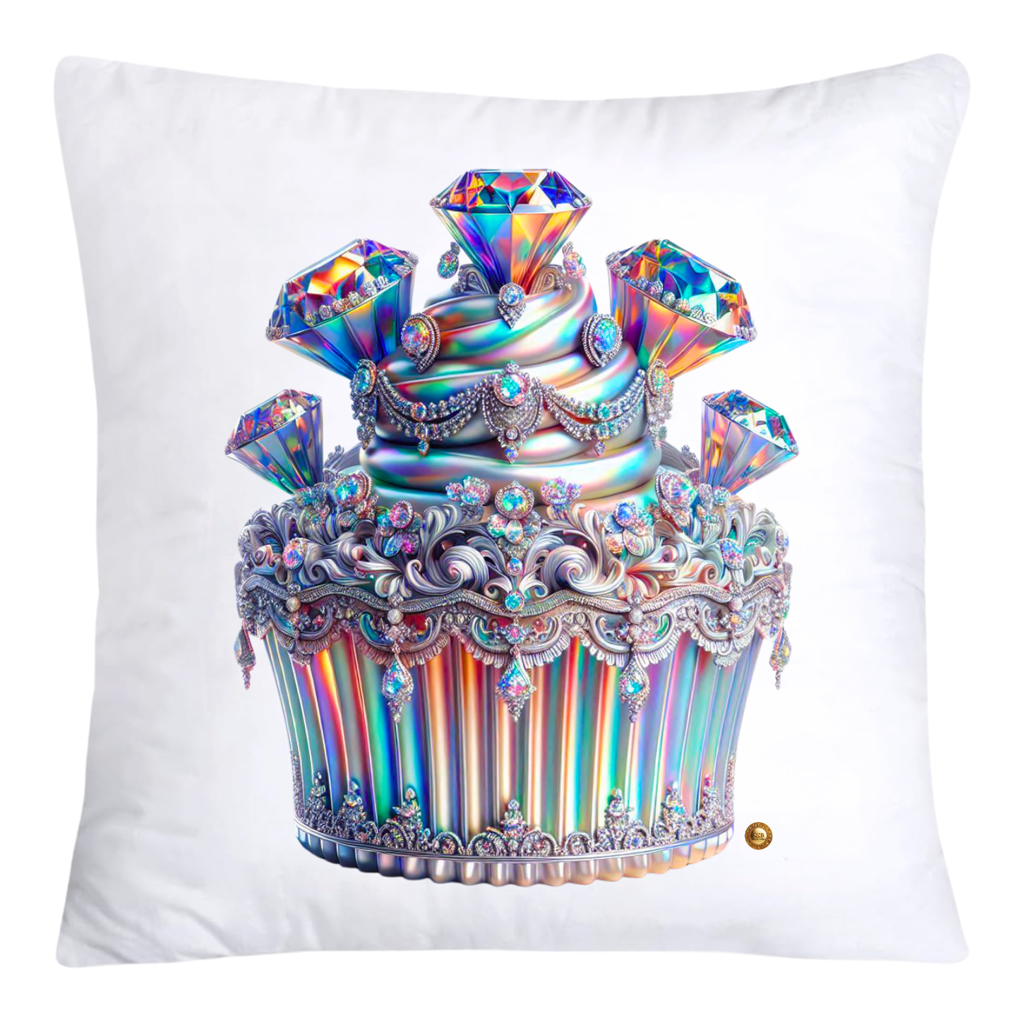 Silver Iridescent Royal Cupcake Pillow Covers 18x18-4657
