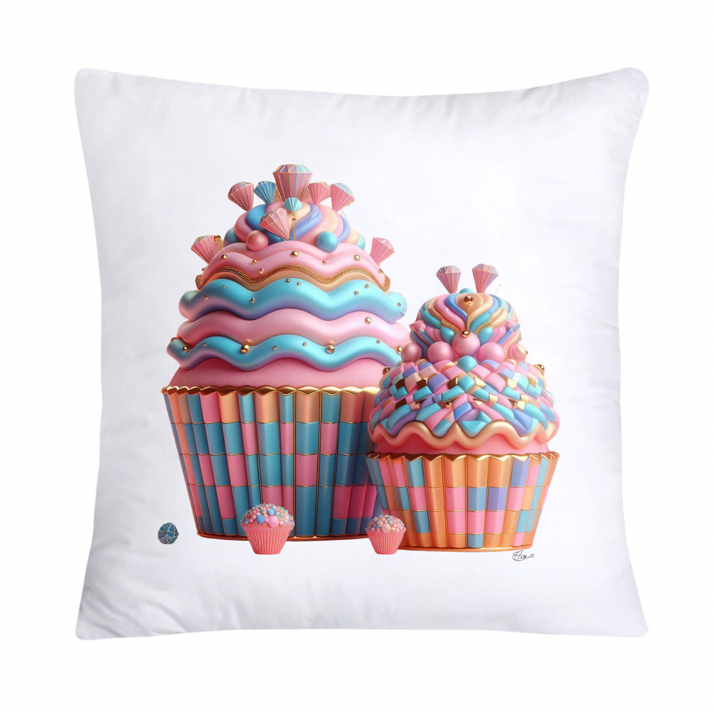 18x18 Pastel Cupcakes Donuts and Candy Pillow Covers-465