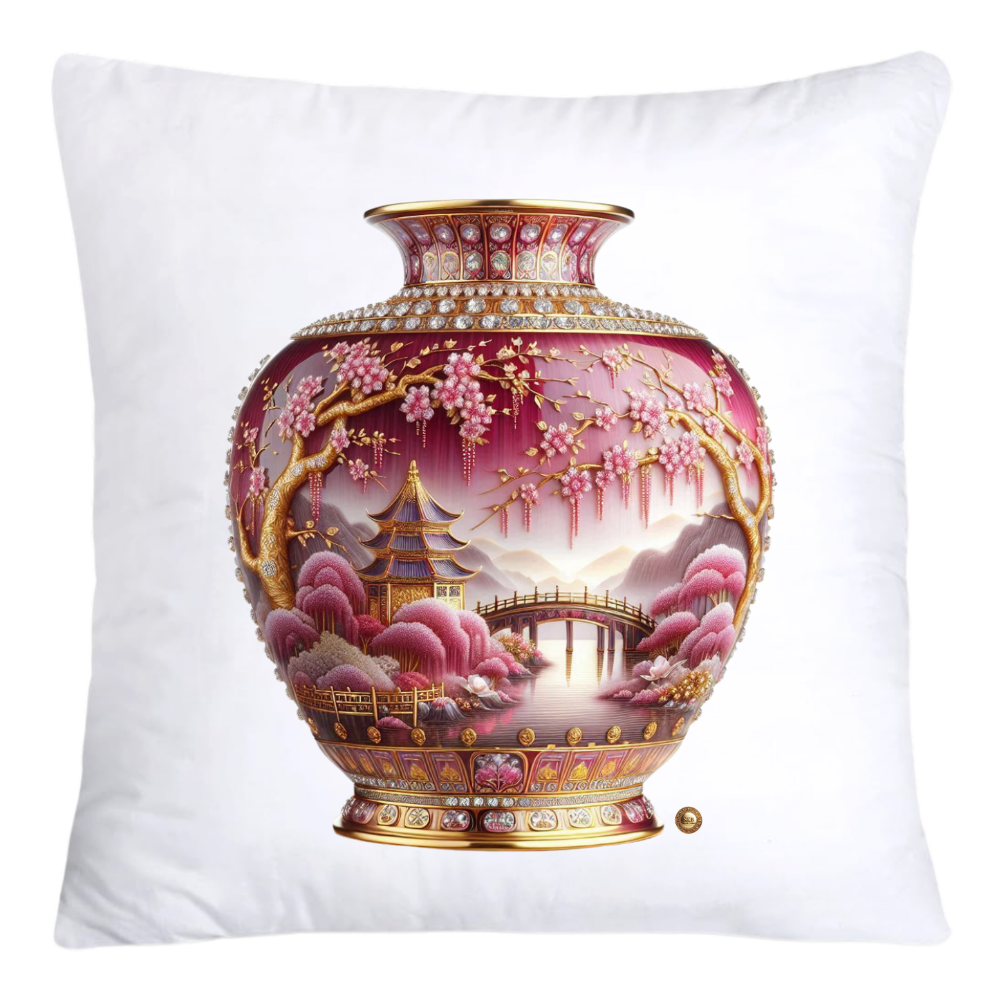Pink Willow Chinoiserie Vase Pillow Covers 18x18-4282