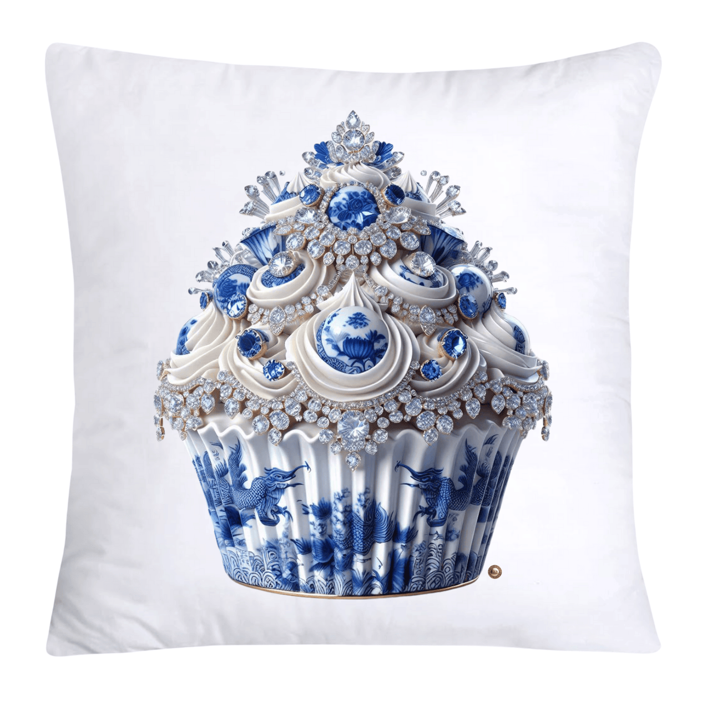 Blue Willow Chinoiserie Cupcake Throw Pillow Covers 18X18-3531