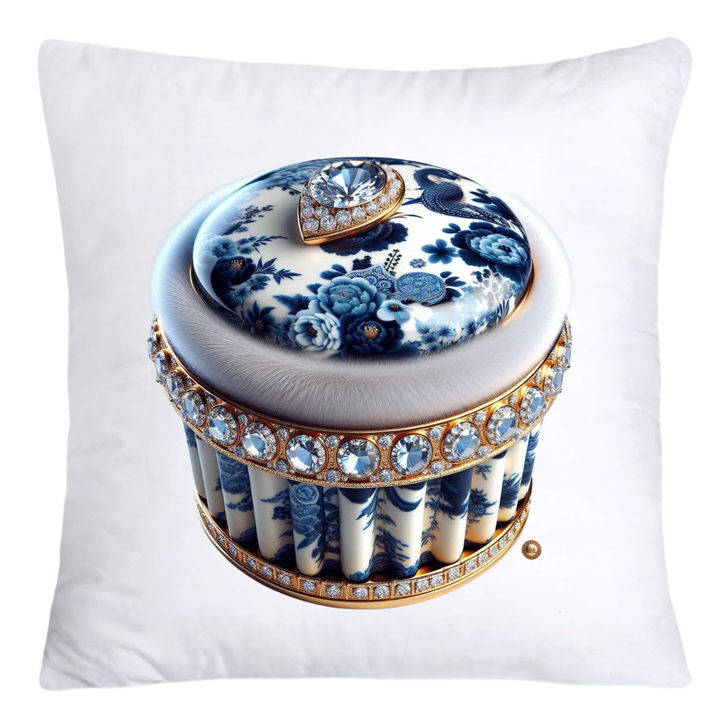 Blue Willow Chinoiserie Cupcake Throw Pillow Covers 18X18-4693