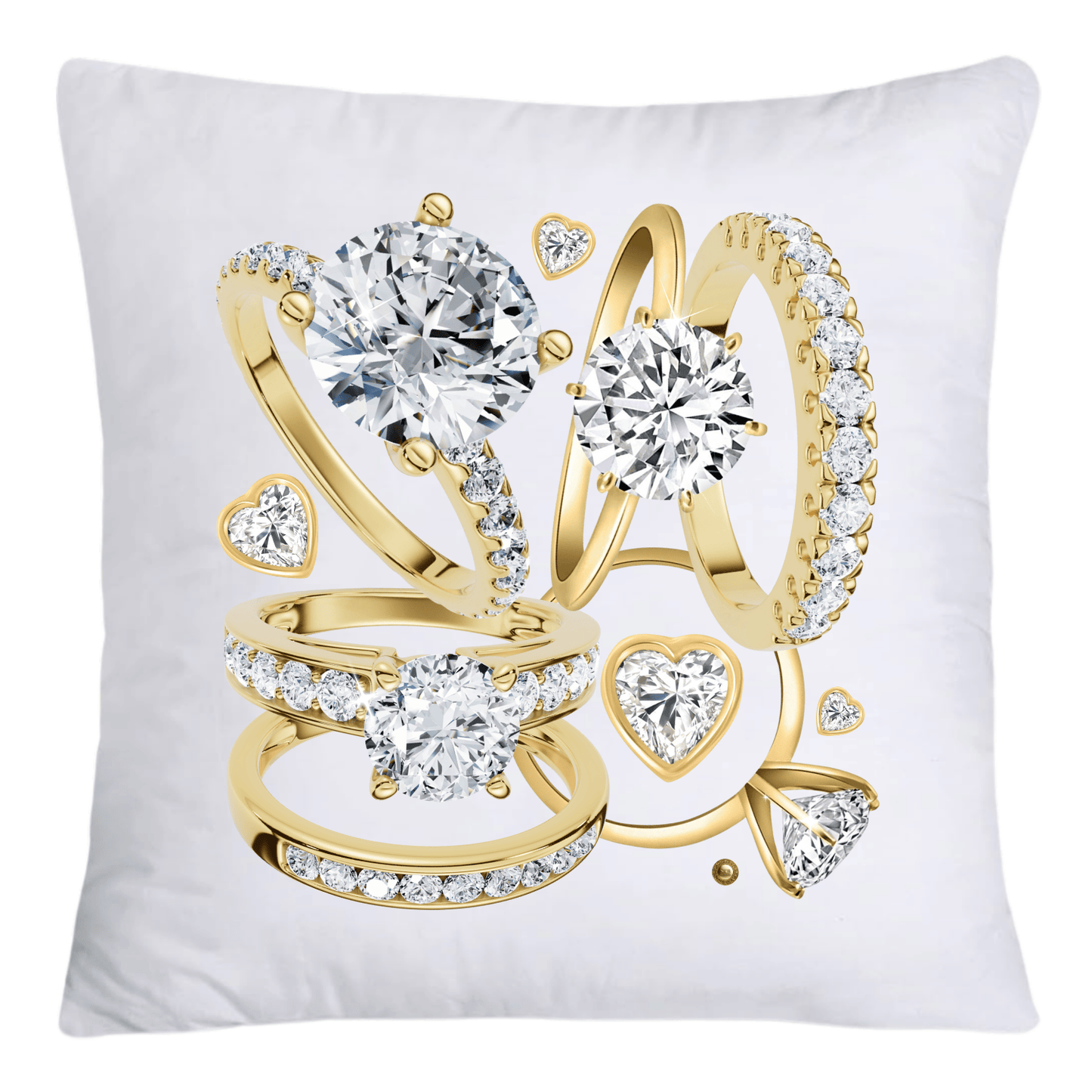 Sparkling Diamond Gold Engagement Wedding Rings Throw Pillow Covers-2525
