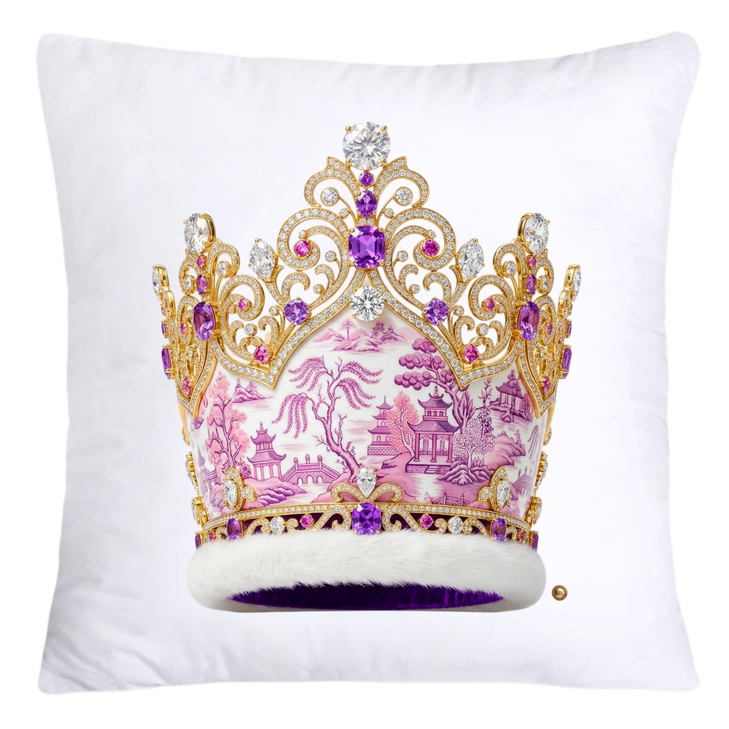 Pink Willow Royal King/Queen Crown Pillow Covers-4384