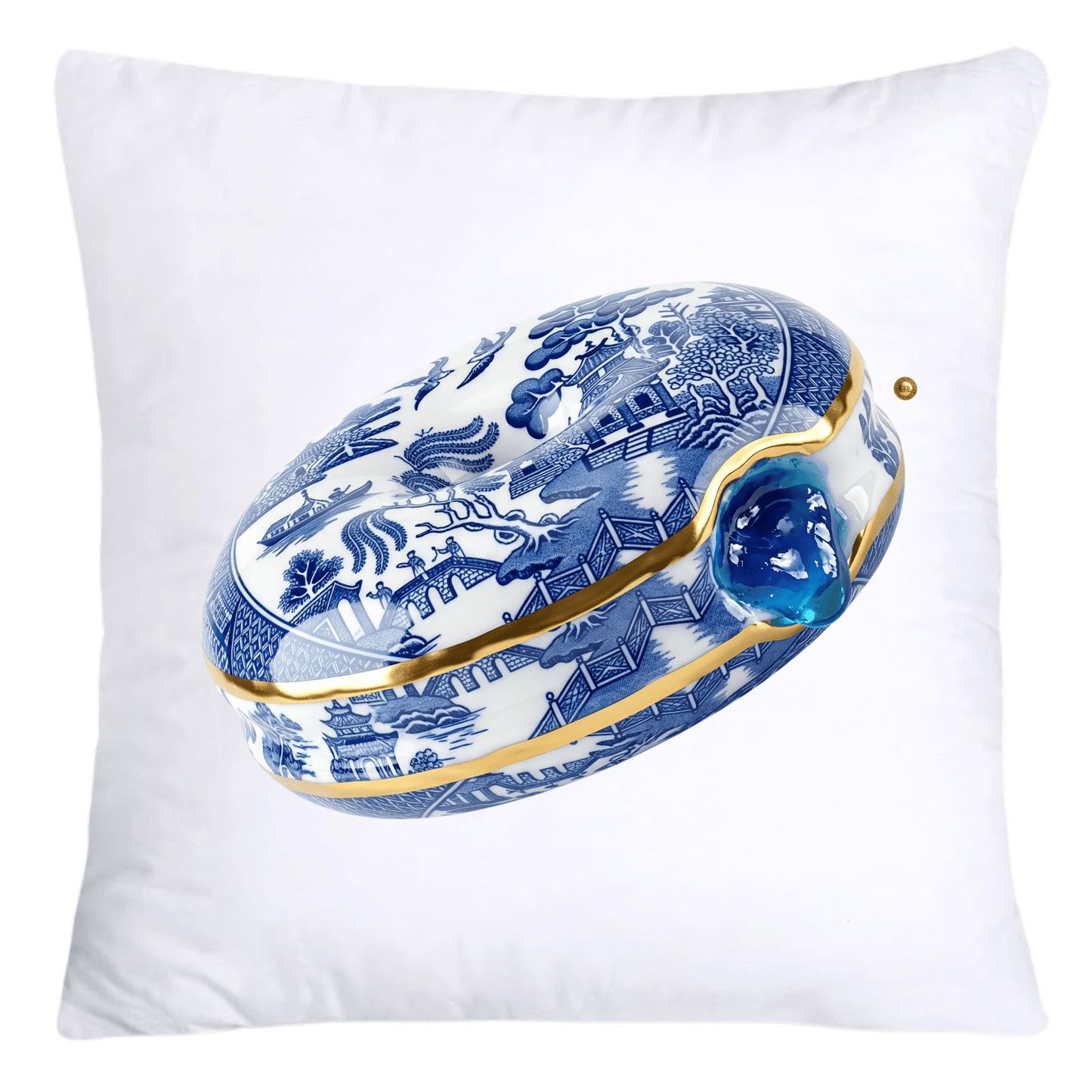 Blue Willow Whimsical Donut Throw Pillow Covers 18X18-4421