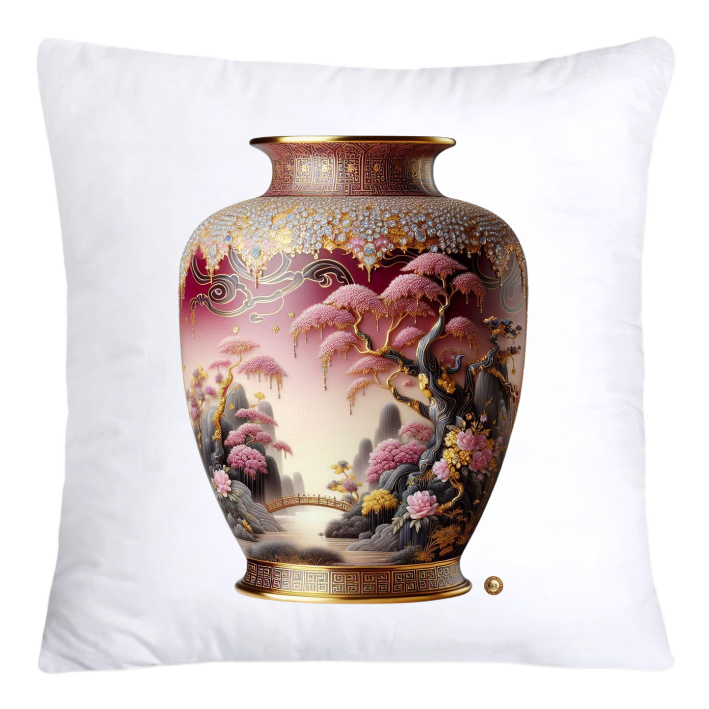 Pink Willow Chinoiserie Vase Pillow Covers 18x18-4286