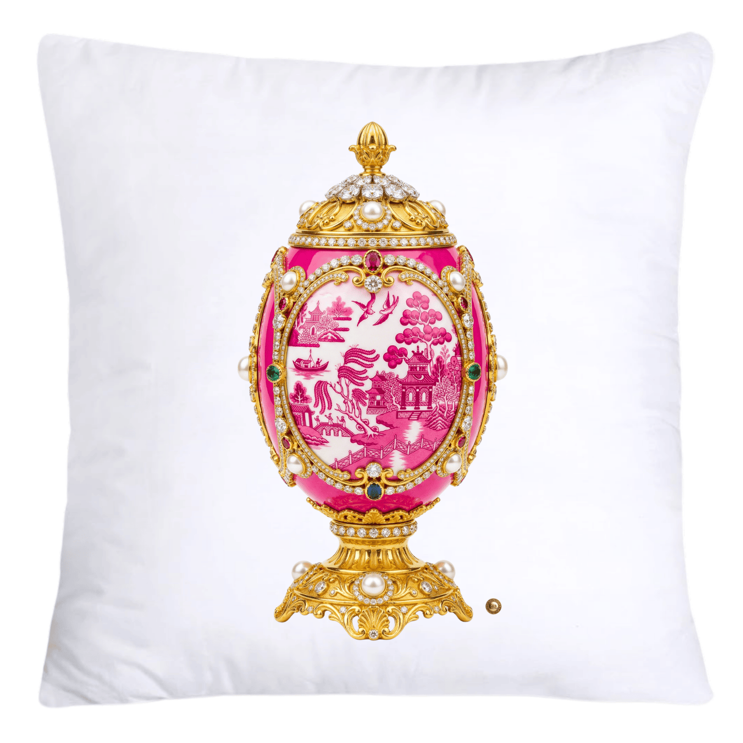 Pink Willow 18x18 Chinoiserie Egg Pillow Covers-4557
