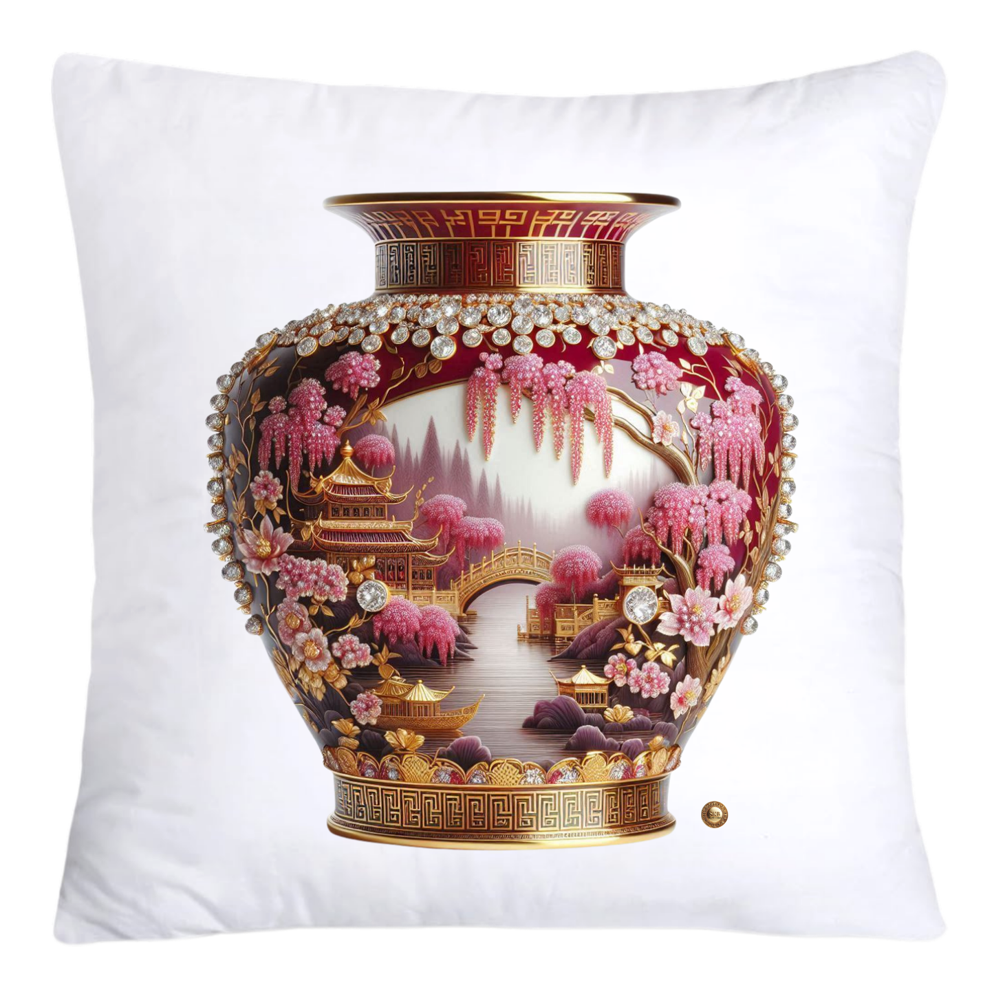 Pink Willow Chinoiserie Vase Pillow Covers 18x18-4273