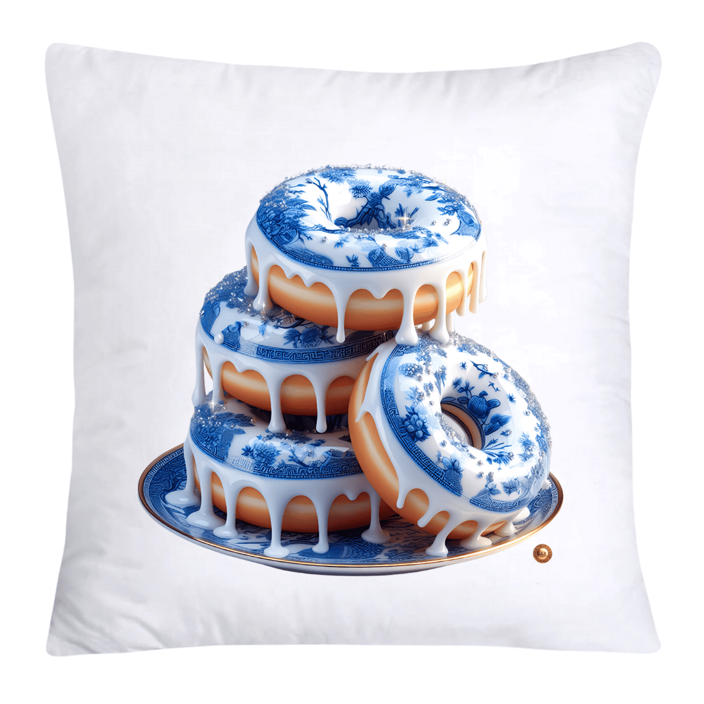 Blue Willow Whimsical Donut Throw Pillow Covers 18X18-4423