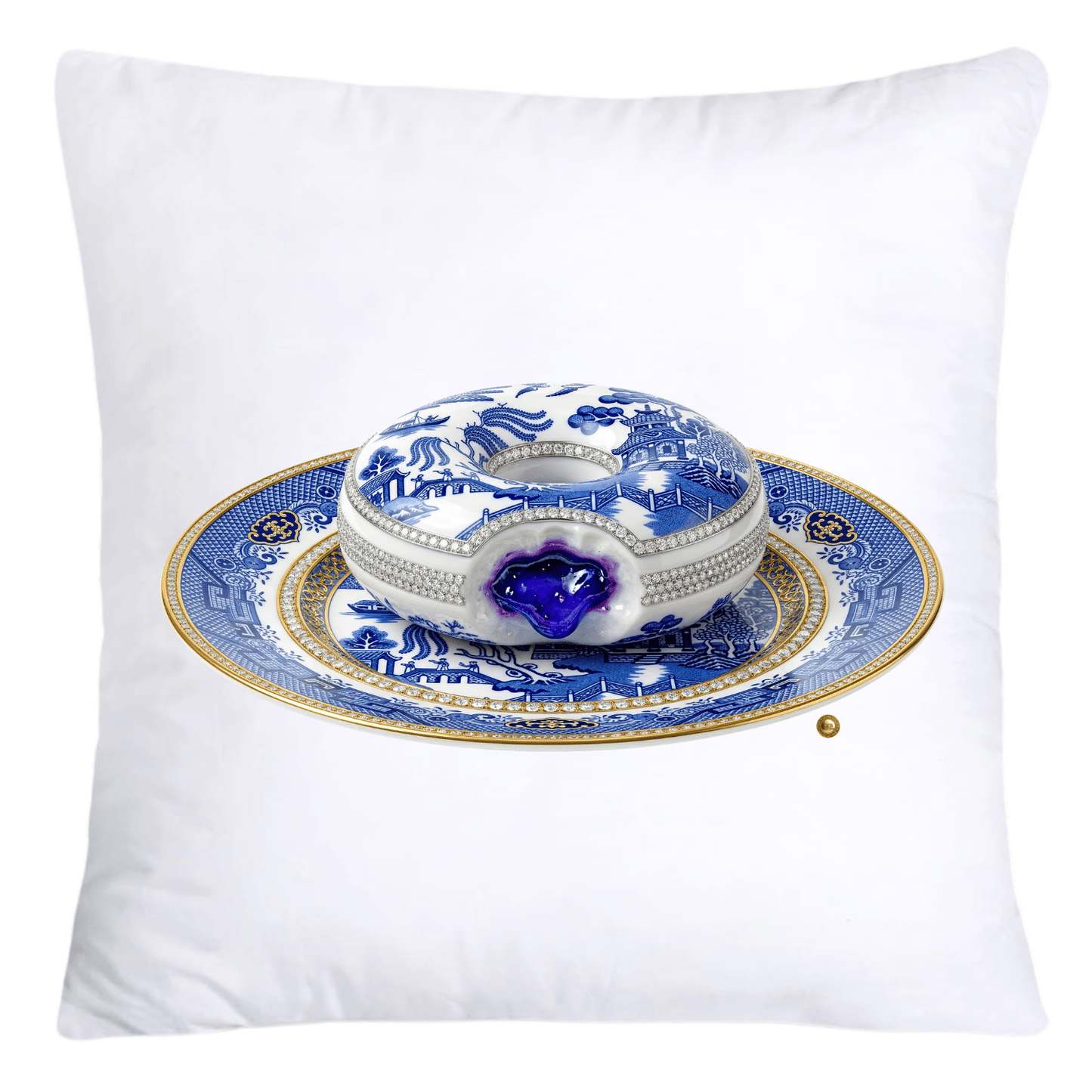 Blue Willow Whimsical Donut Throw Pillow Covers 18X18-4425