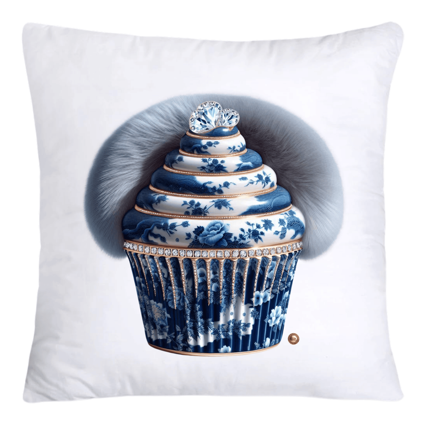 Blue Willow Chinoiserie Cupcake Throw Pillow Covers 18X18-4666