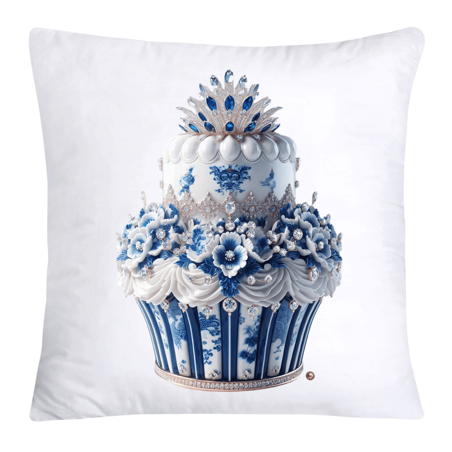 Blue Willow Chinoiserie Cupcake Throw Pillow Covers 18X18-3534