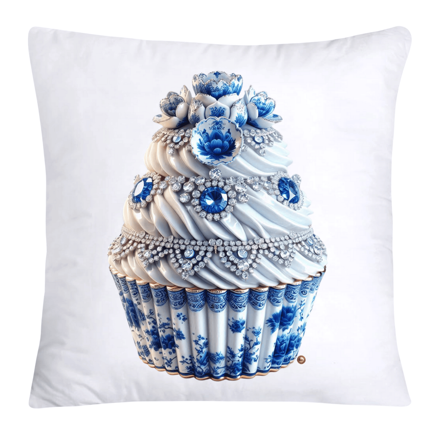 Blue Willow Chinoiserie Cupcake Throw Pillow Covers 18X18-3548