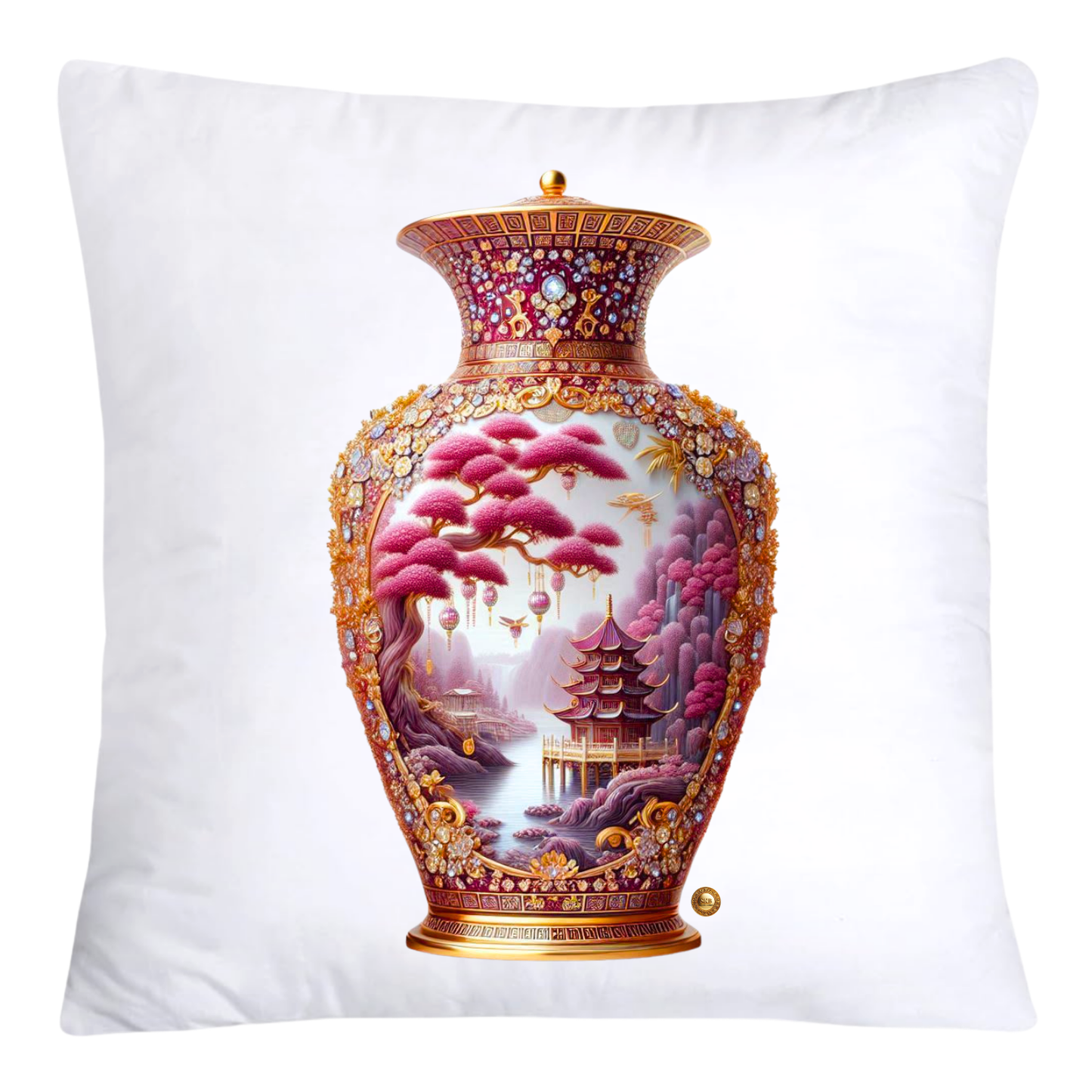 Pink Willow Chinoiserie Vase Pillow Covers 18x18-4294