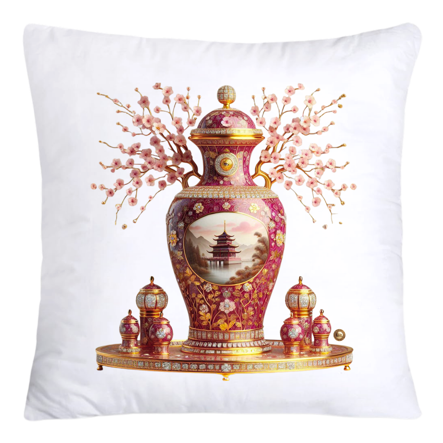 Pink Willow Chinoiserie Vase Pillow Covers 18x18-4288
