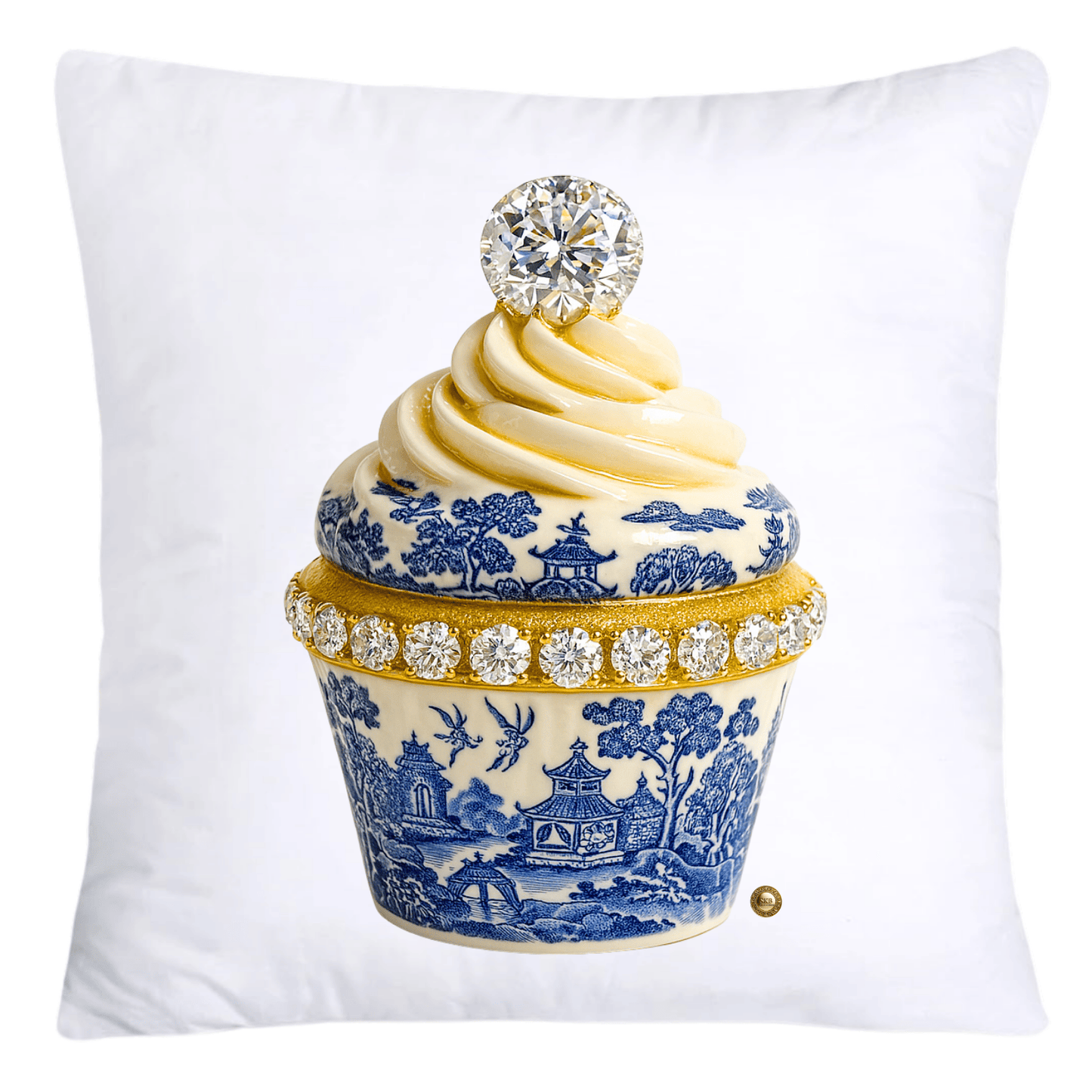 Blue Willow 18x18 Chinoiserie Cupcake Throw Pillow Covers-4512