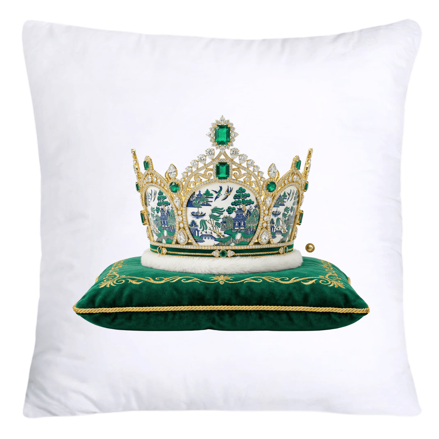 Green Willow Royal King/Queen Crown Pillow Covers-4412