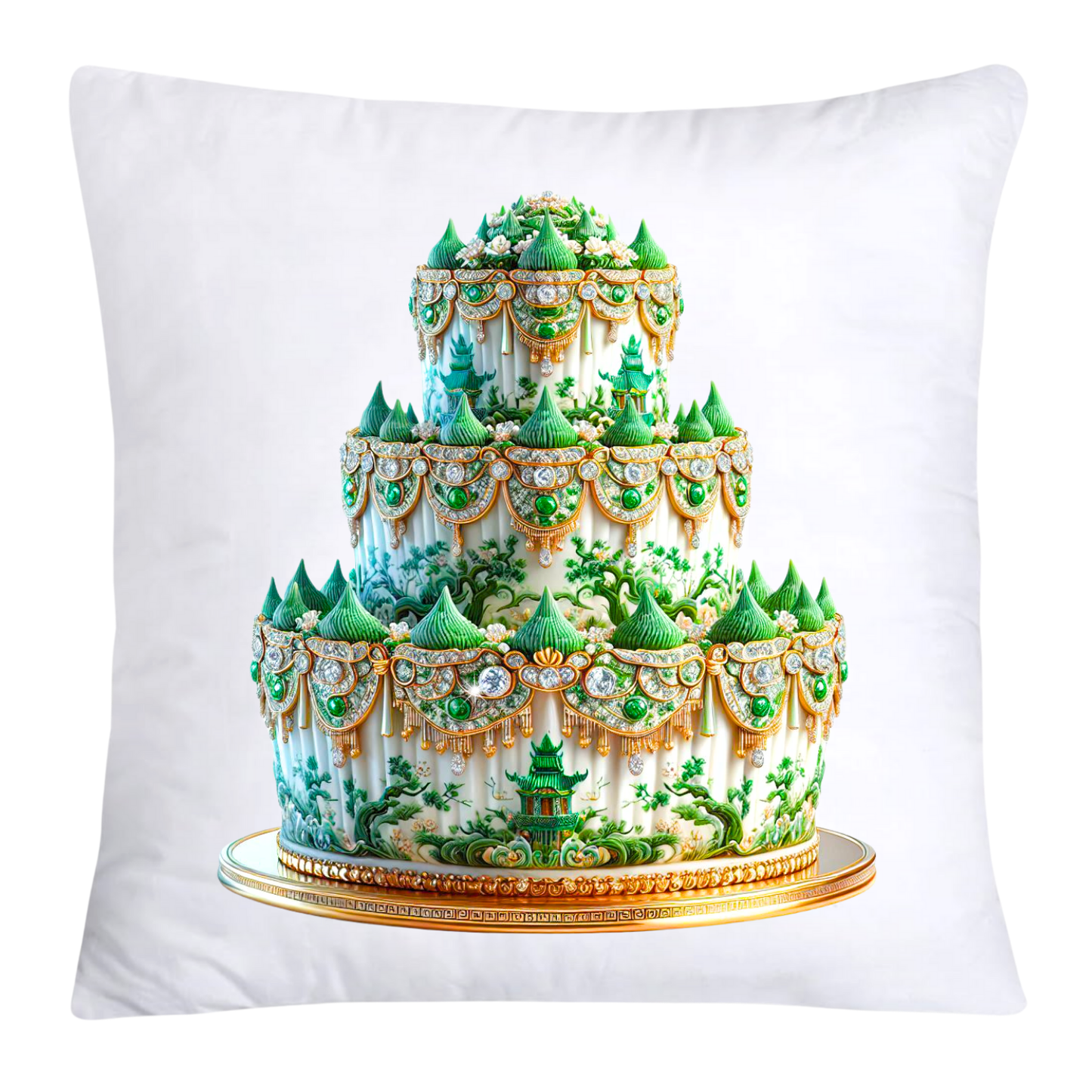 Classic Green Willow Cupcake Pillow Covers 18x18-3331