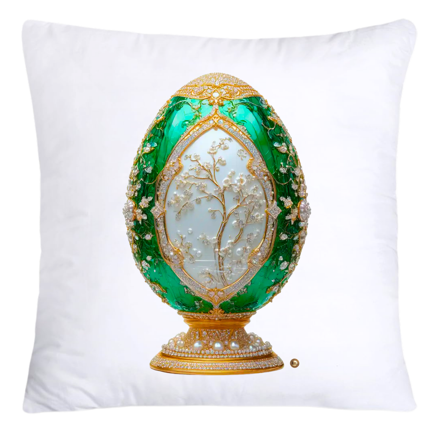 Stunning Gold and Iridescent Green Inspired Faberge Egg Pillow Covers-4580