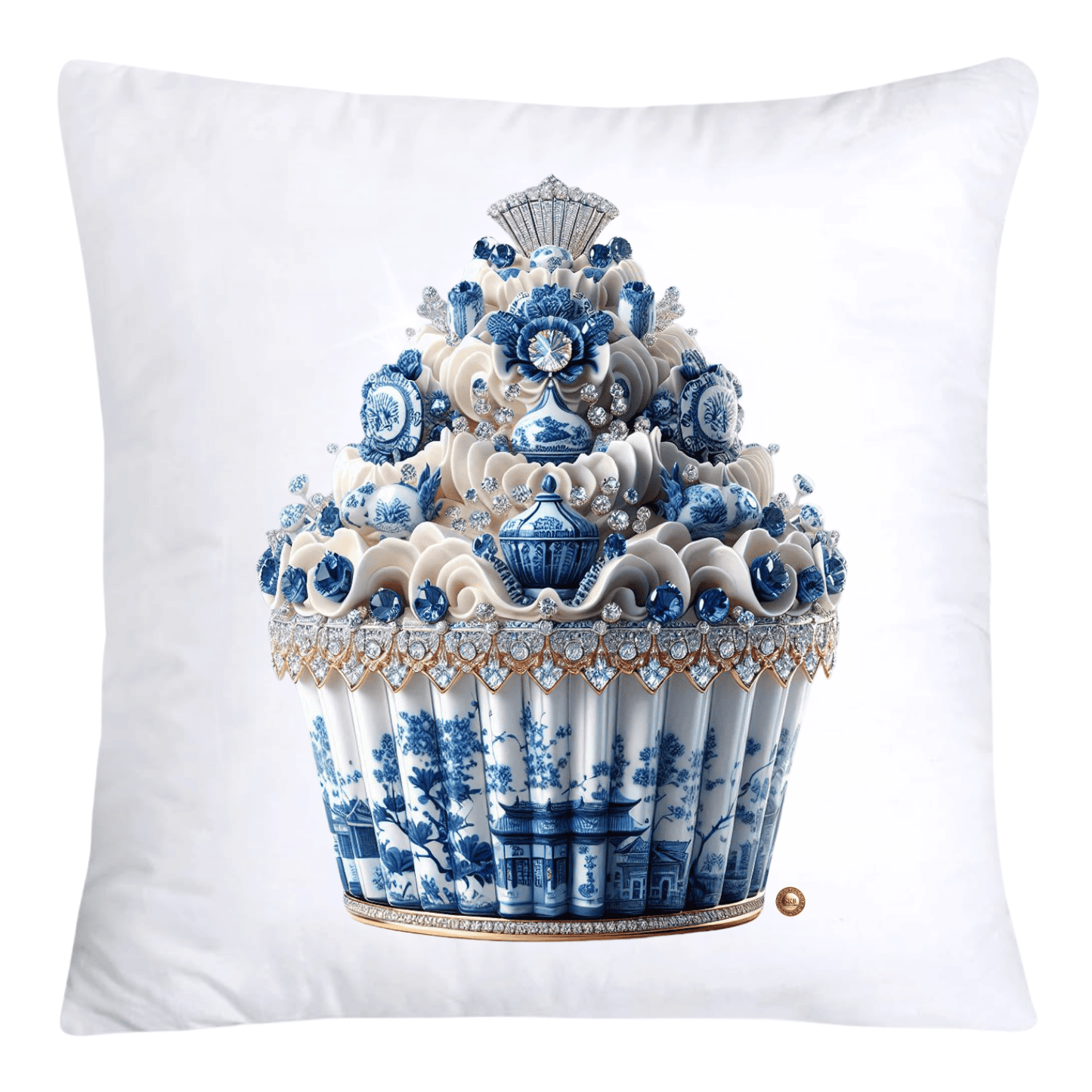 Blue Willow Chinoiserie 18x18 Cupcake Throw Pillow Covers-4133