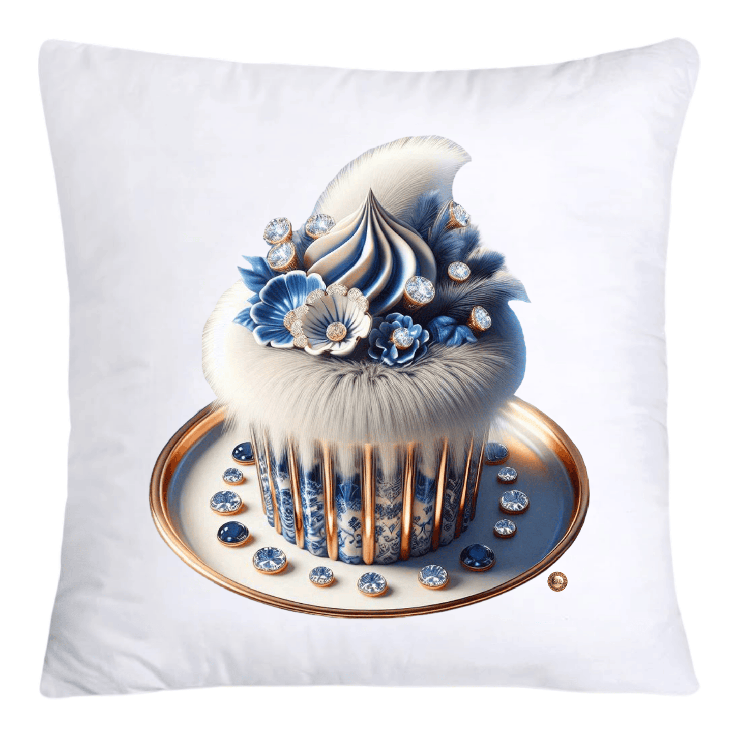 Blue Willow Chinoiserie Cupcake Throw Pillow Covers 18X18-4674