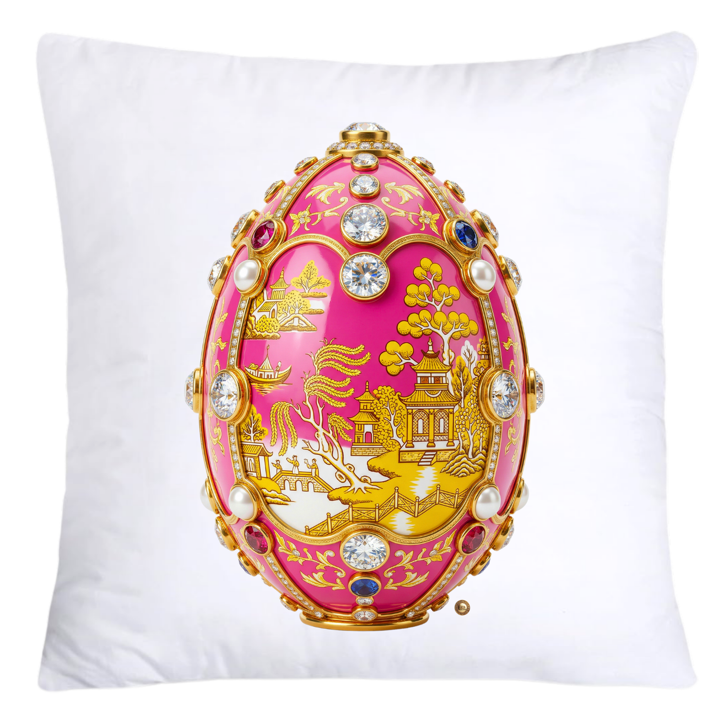 Pink Willow 18x18 Chinoiserie Egg Pillow Covers-4561