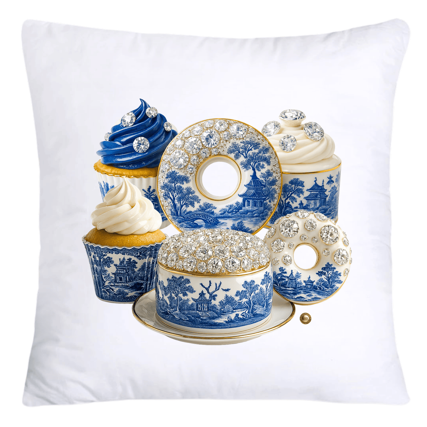 Sparkling Blue Willow Sweet Desserts Pillow Covers 18x18-5355