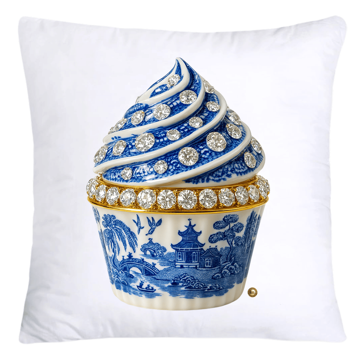Blue Willow 18x18 Chinoiserie Cupcake Throw Pillow Covers-4539