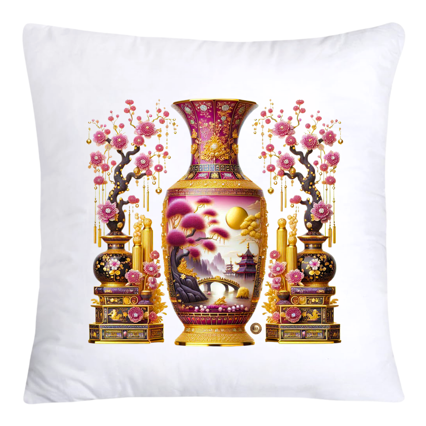 Pink Willow Chinoiserie Vase Pillow Covers 18x18-4284