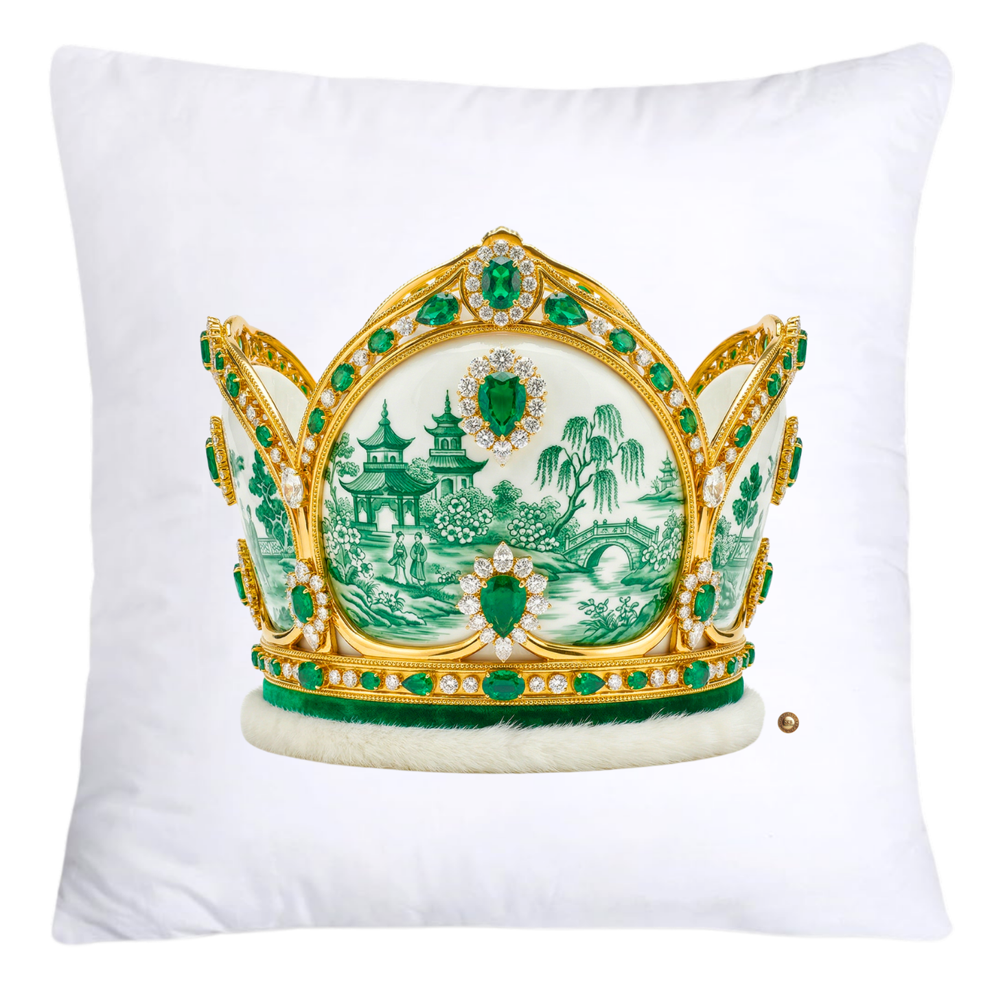 Green Willow Royal King/Queen Crown Pillow Covers-4411