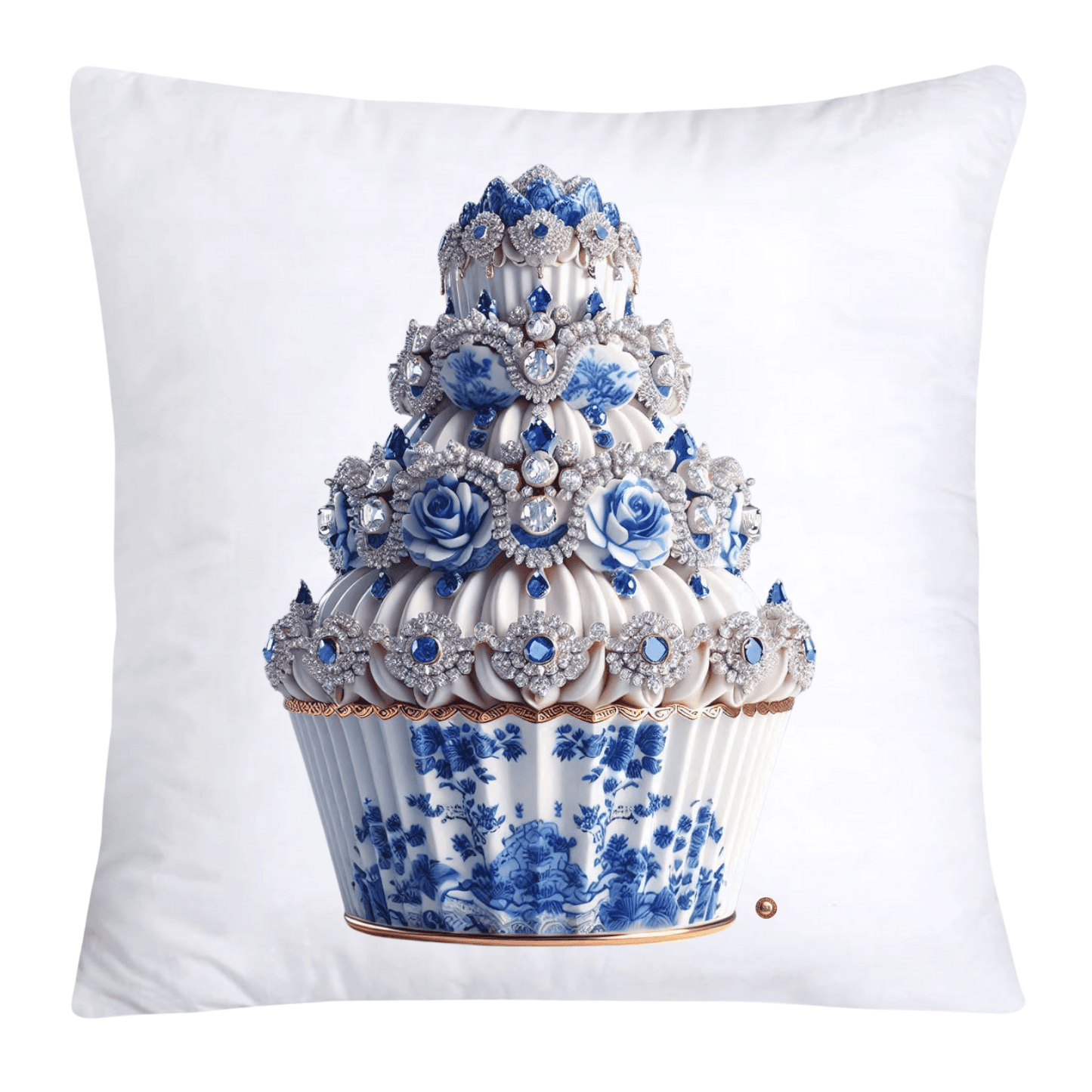 Blue Willow Chinoiserie Cupcake Throw Pillow Covers 18X18-3538