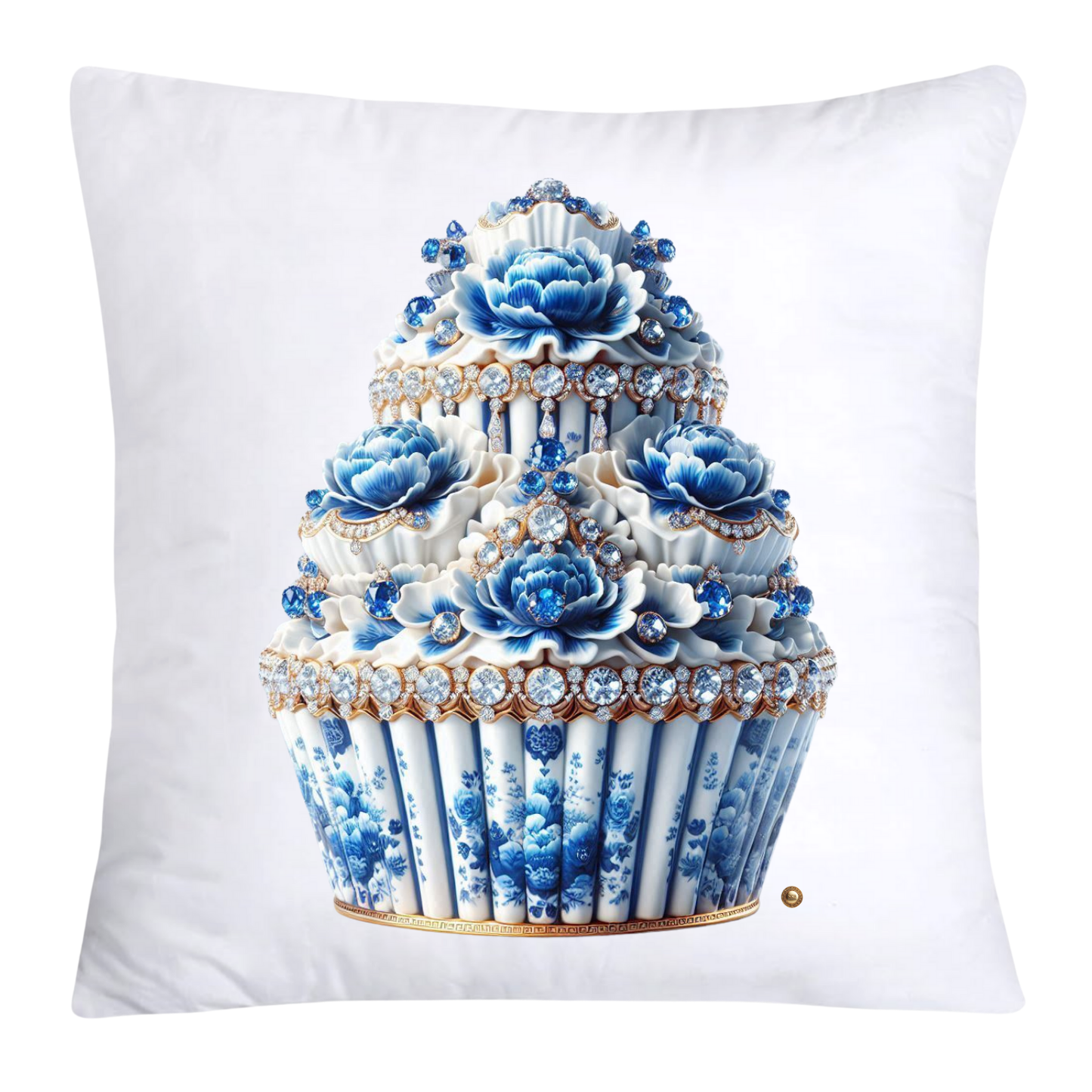 Blue Willow Chinoiserie Cupcake Throw Pillow Covers 18X18-3545